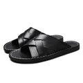 Handmade Leather Slippers for Men, Beach Summer Walking Shoes Slip on Light Male Flats Men Flip-flops Outdoor Half Drag