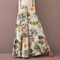 Floral Print Wide Leg Women Pants Spring Drawstring Bohemia Trousers Lady Casual Loose Elastic Waist