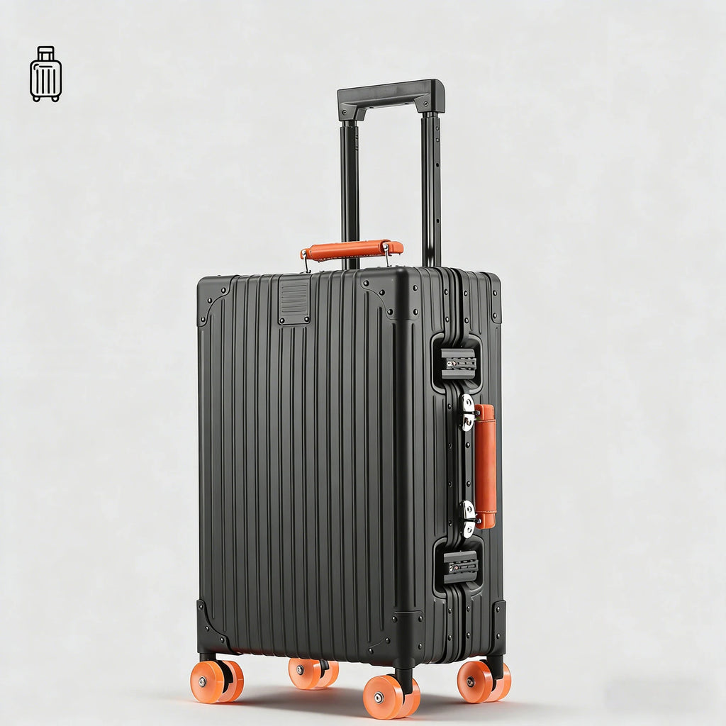 Jelly wheel all-aluminum magnesium alloy suitcase 20-inch carry-on luggage, sit-on suitcase with lock, 28-inch telescopic handle