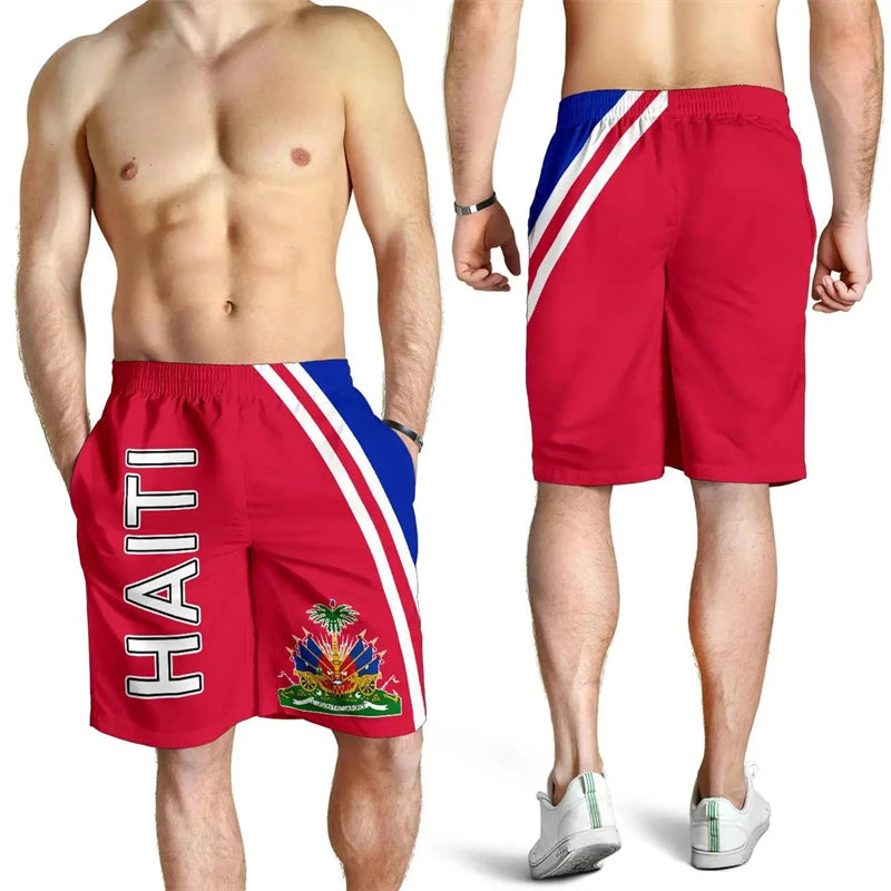 Haiti Flag 3D Printed Men Swim Sport Beach Shorts