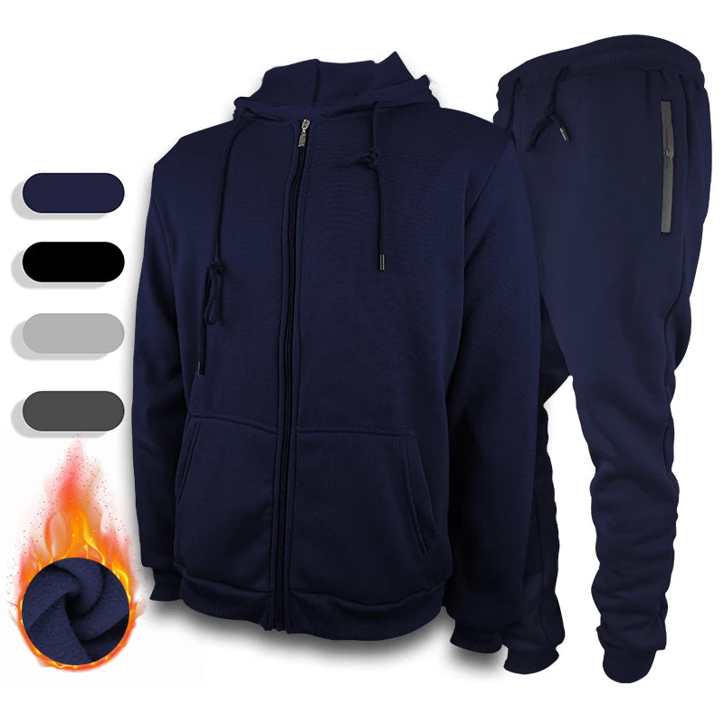 Men's 2 Pieces Tracksuits Hooded Athletic Jogging suits Sets Casual Outfits Fleece Sweatsuit with Zipper Pockets