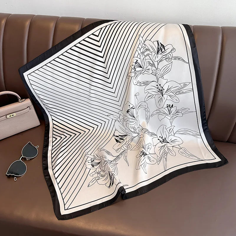 Spring/Summer Soft Satin Imitation Silk Neck Scarf