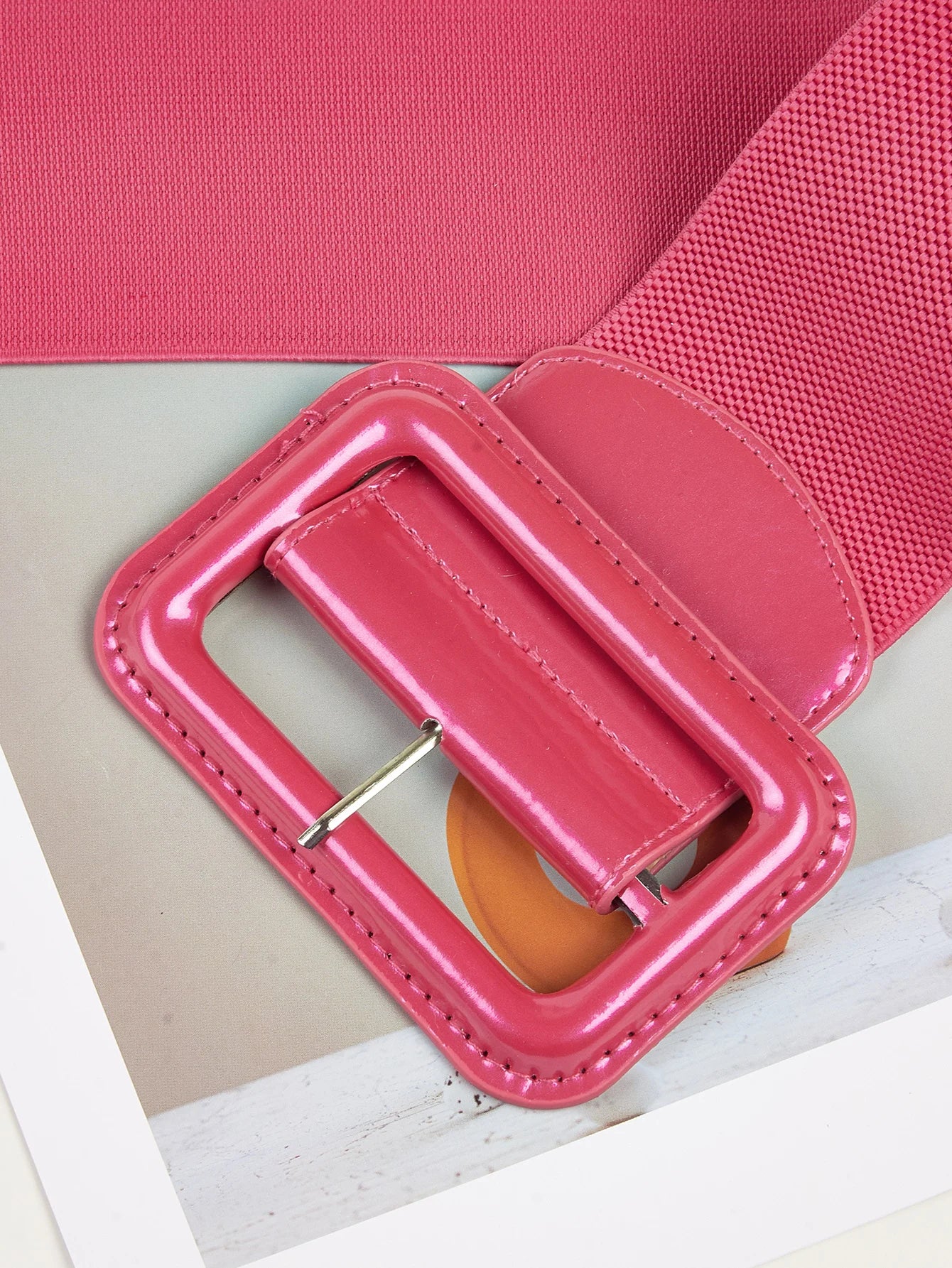 Rectangle Pin Buckle Wide Belt Women's Vintage Versatile Elastic Waistband Casual Daily Dress Coat Decoration Girdle