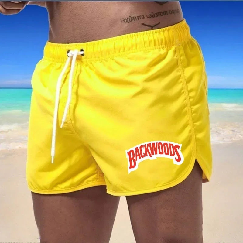 Men's Swim Trunks New Summer Quick Dry Breathable Beach Men Shorts Elastic Waist Drawstring Board Shorts For Vacation Surfing