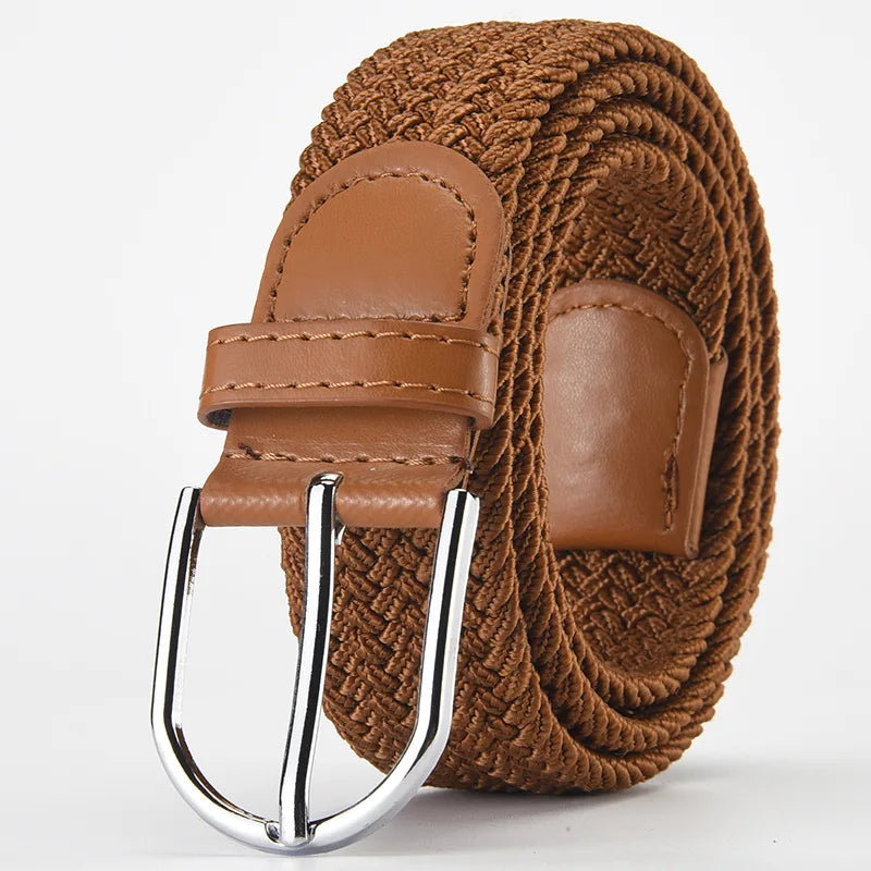 Luxury Woven Stretch Casual Alloy Buckle Needle Elastic Canvas 105cm Unisex