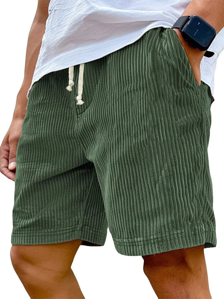 Men's Retro Corduroy Casual Shorts Men Fashion Solid Sweatpants