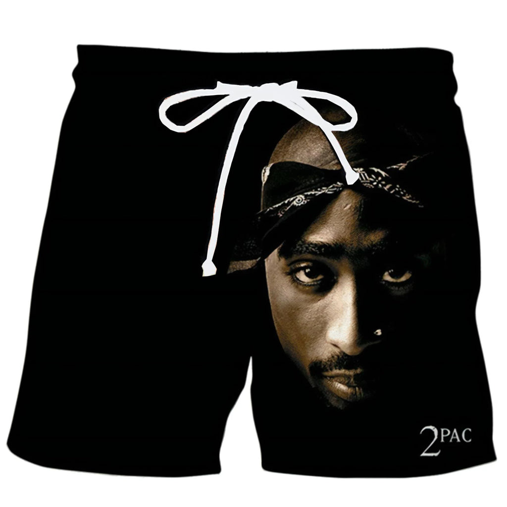 Hot Rapper 3D Printed Personalized Design Men's Shorts 2Pac Tupac Character Mens Short