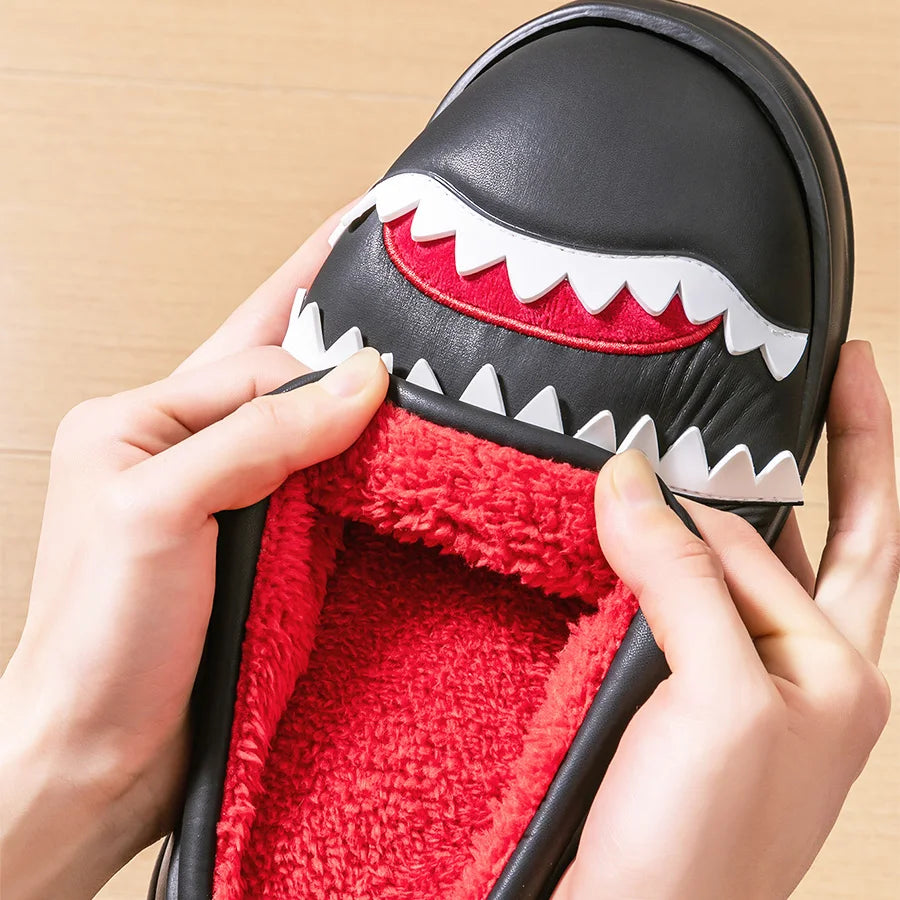 Cozy Platform Slippers Men PU EVA Memory foam Soft Shark Cute Design Comfortable Non Slip House Shoes High Quality