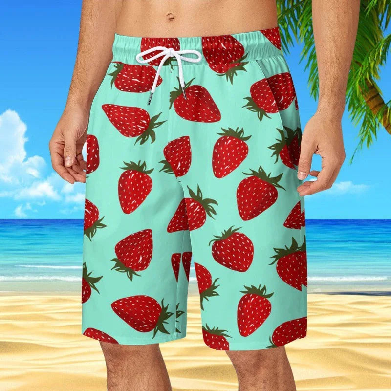 Men's Hawaiian Beach Shorts Coconut Tree 3D Print Quick Dry Oversized Surfing Board Shorts Summer Swimsuits Trunks Man Clothing