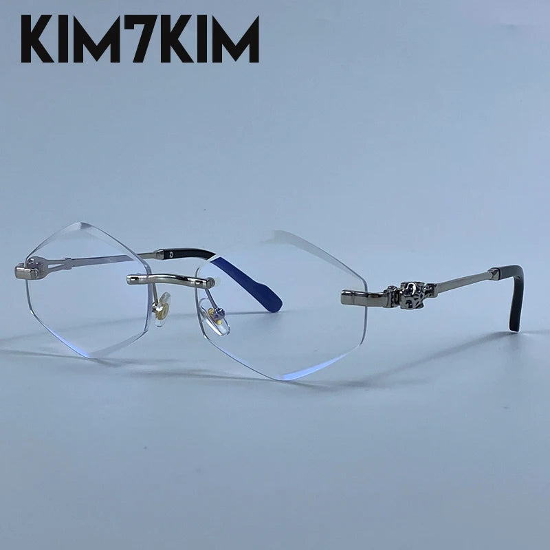 Small Hexagon Rimless Photochromic Sunglasses Men 2026 Luxury Leopard Frameless Sun Glasses Vintage Punk Polygon Eyewear Shade