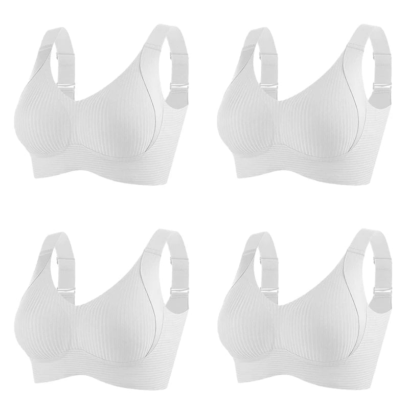 4PC Seamless Wireless Bras for Women Large Size Push Up Bra Comfort Underwear Anti-Sagging Bralette Female Lingerie