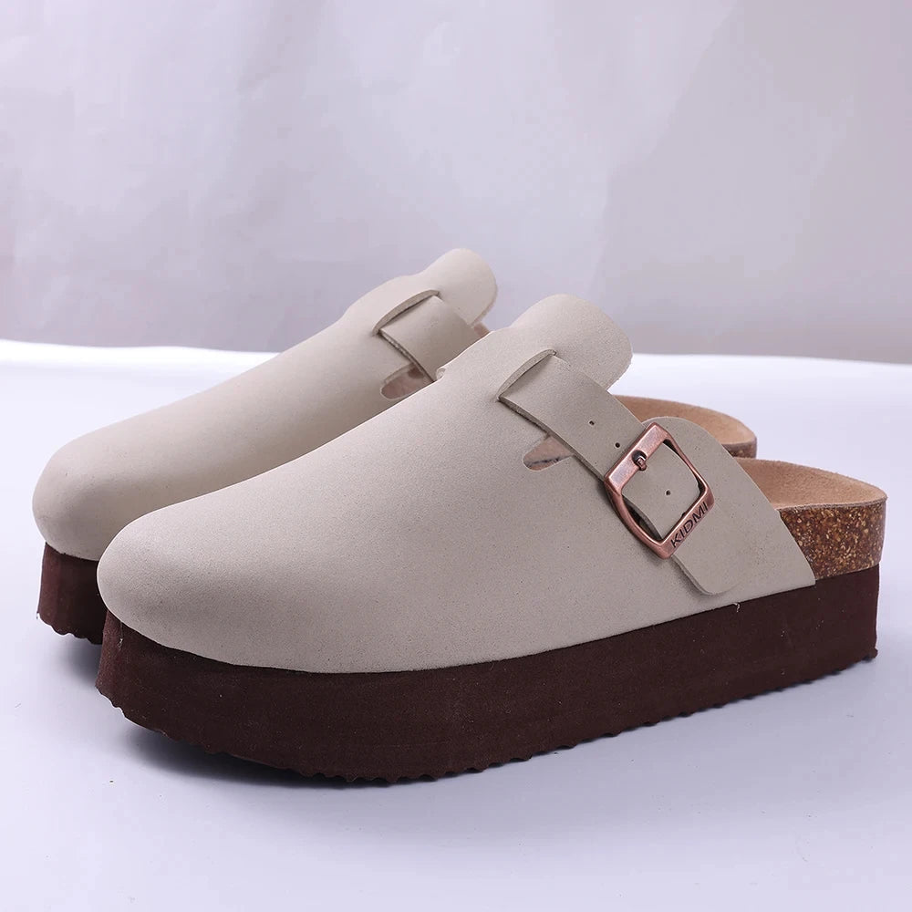 Litfun Retro Cork Clogs Slippers For Men Fashion Men Mules Shoe with Arch Support Unisex Classic Beach Shoes Men's Suede Sandals