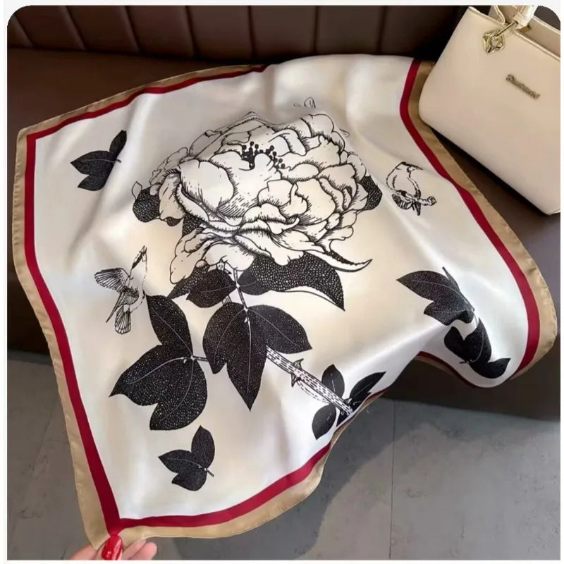 70cm Chain Pattern Scarf Universal Imitation Silk High-end Square Scarf Clothing Accessories Kerchief Shawl Protection Headscarf