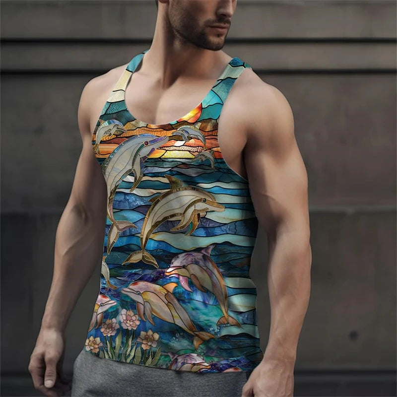 Kawaii Dolphins 3D Print Tank Top
