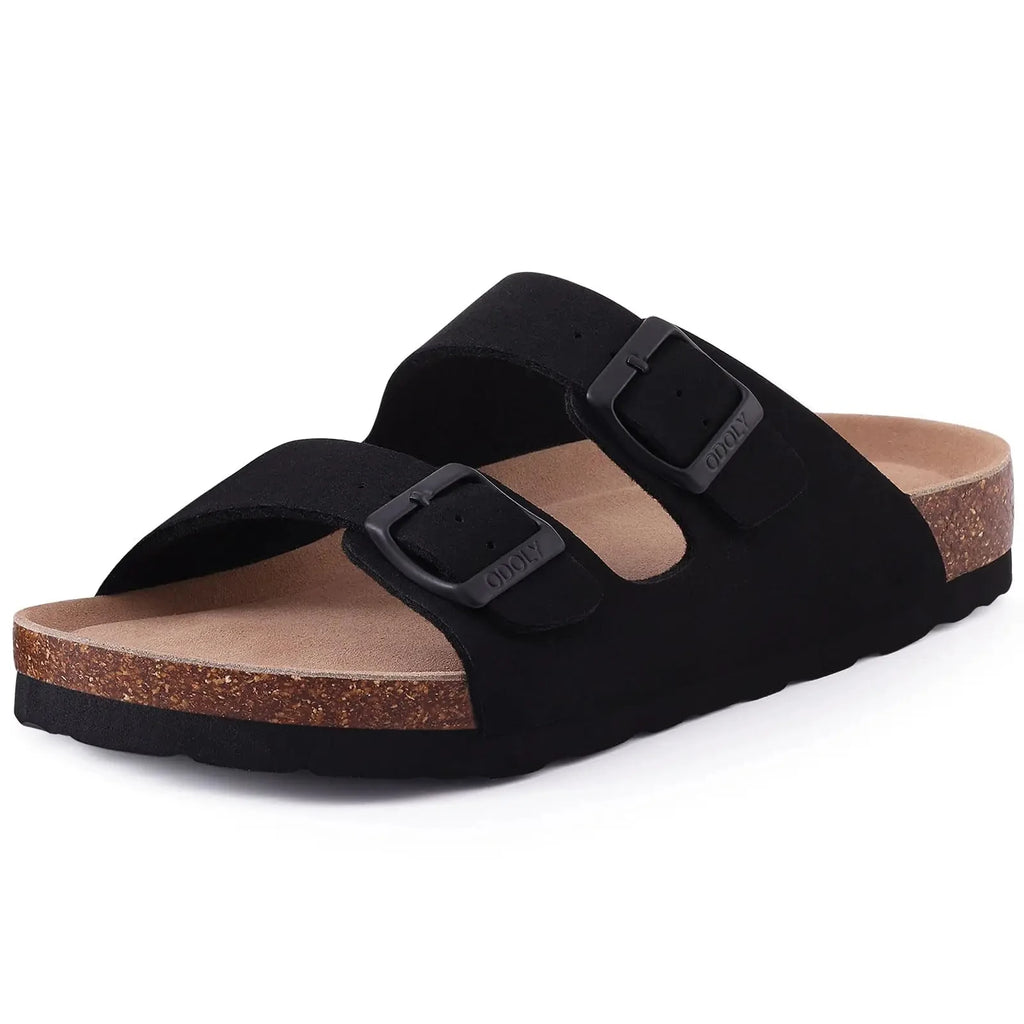 Litfun Retro Cork Clogs Slippers For Men Fashion Men Mules Shoe with Arch Support Unisex Classic Beach Shoes Men's Suede Sandals
