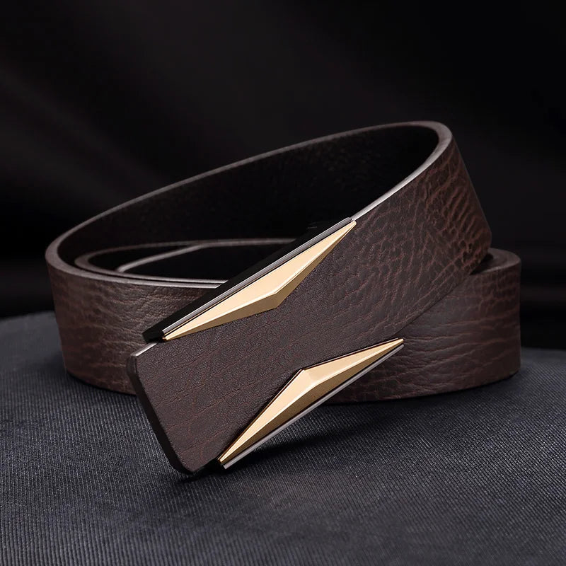 Luxury Brand Belts for Men  Fashion Shiny Coffee Design Buckle High Quality Waist Shaper Leather genuine Belts
