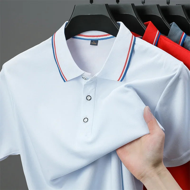 Men's Casual Solid Color Short Sleeve Polo Shirt
