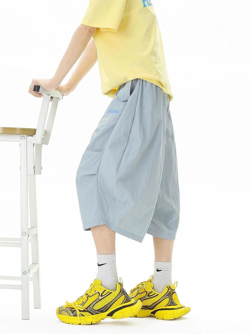 Harajuku Y2K Cargo Shorts Women Streetwear Loose High Waist Calf Length Pants Vintage American Summer Hip Hop Paratrooper Shorts