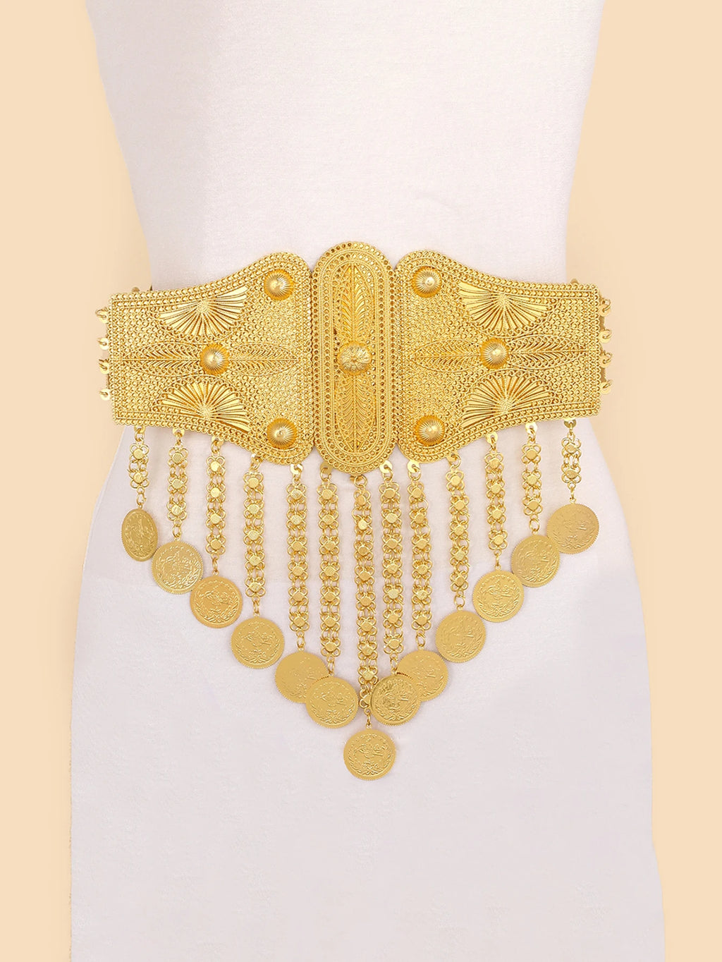 Bohemian Style Gold Lace Tassel Waist Belt for Women Fashionable Outdoor outing