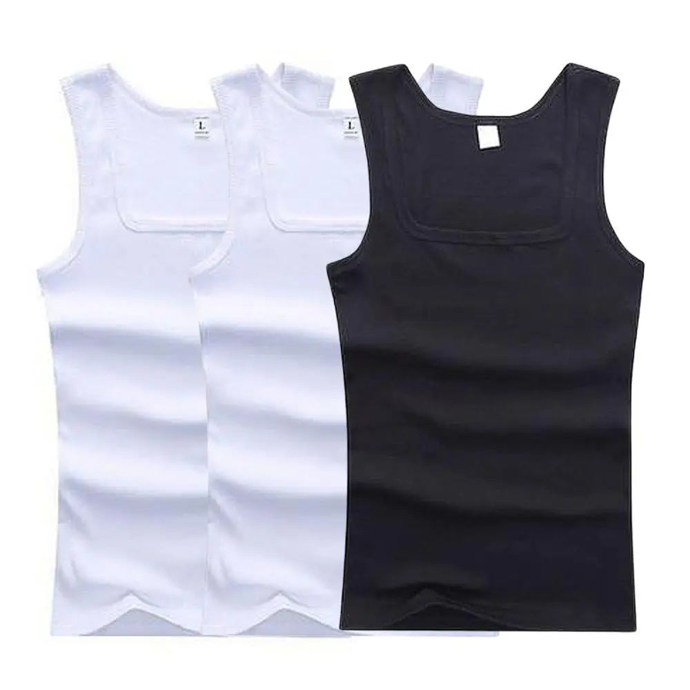 3pcs/lot Cotton Mens Tank Tops Sleeveless Solid Muscle Vest Undershirts