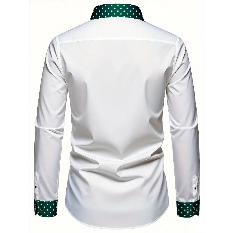 Men's Shirt Brand New Arrival Patchwork Four Season Tuxedo Long Sleeve Smart Casual Elastic Male Business Shirts