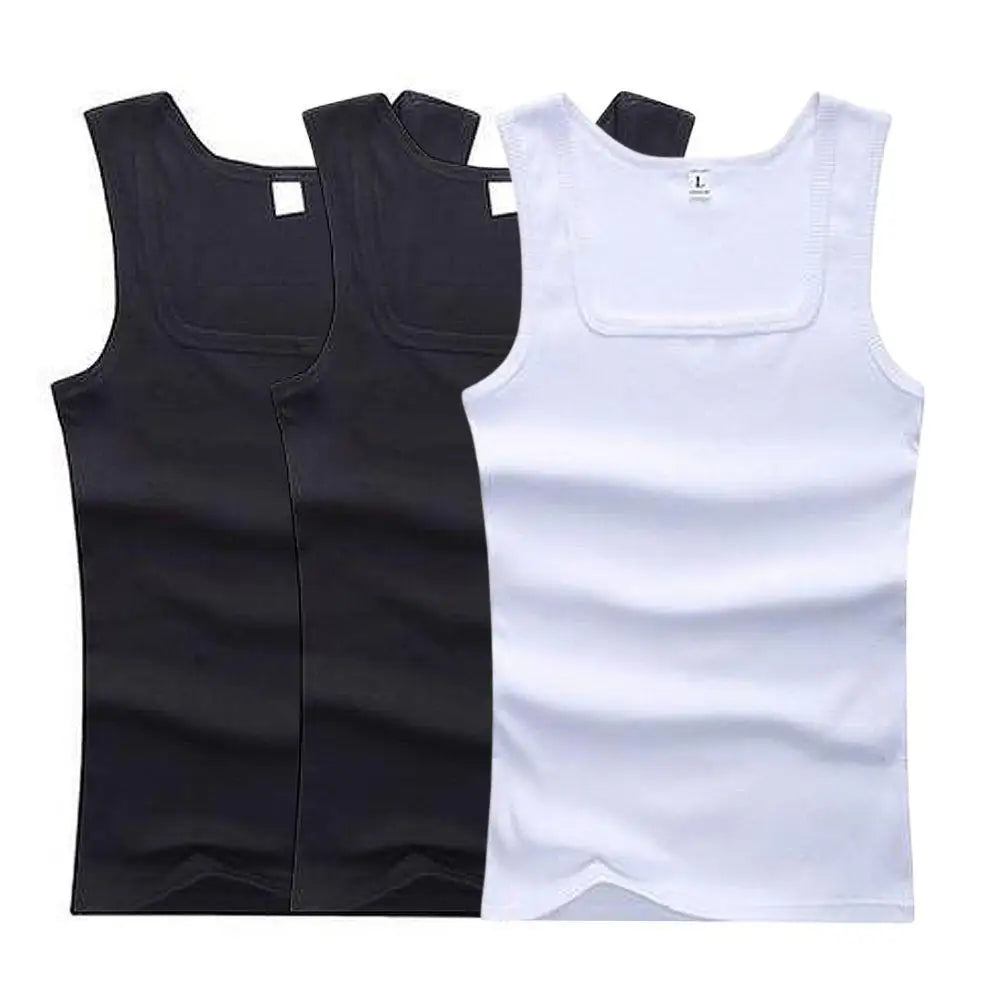 3pcs/lot Cotton Mens Tank Tops Sleeveless Solid Muscle Vest Undershirts