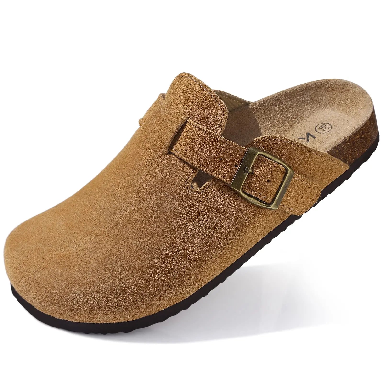 Litfun Retro Cork Clogs Slippers For Men Fashion Men Mules Shoe with Arch Support Unisex Classic Beach Shoes Men's Suede Sandals