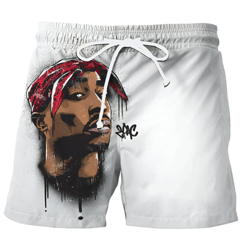 Hot Rapper 3D Printed Personalized Design Men's Shorts 2Pac Tupac Character Mens Short