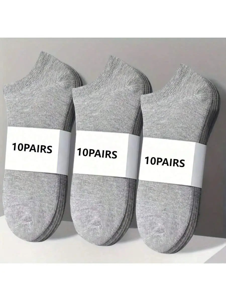 10 Pairs of Thin Ankle Socks for Men and Women, Sweat Absorbing and Soft
