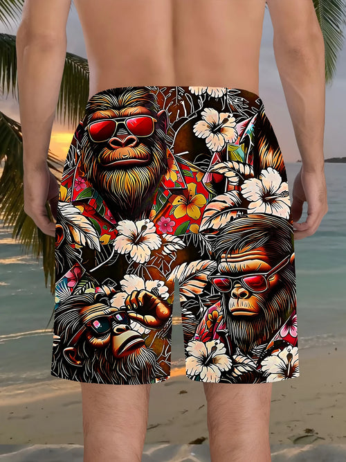 3D Gorilla Print Design Fashion Waterproof Quick-Dry Sports Men Surfing Beach Shorts
