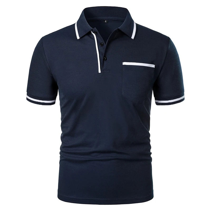 New Men's Short Sleeve Polo Shirts Solid Color Casual T-shirt