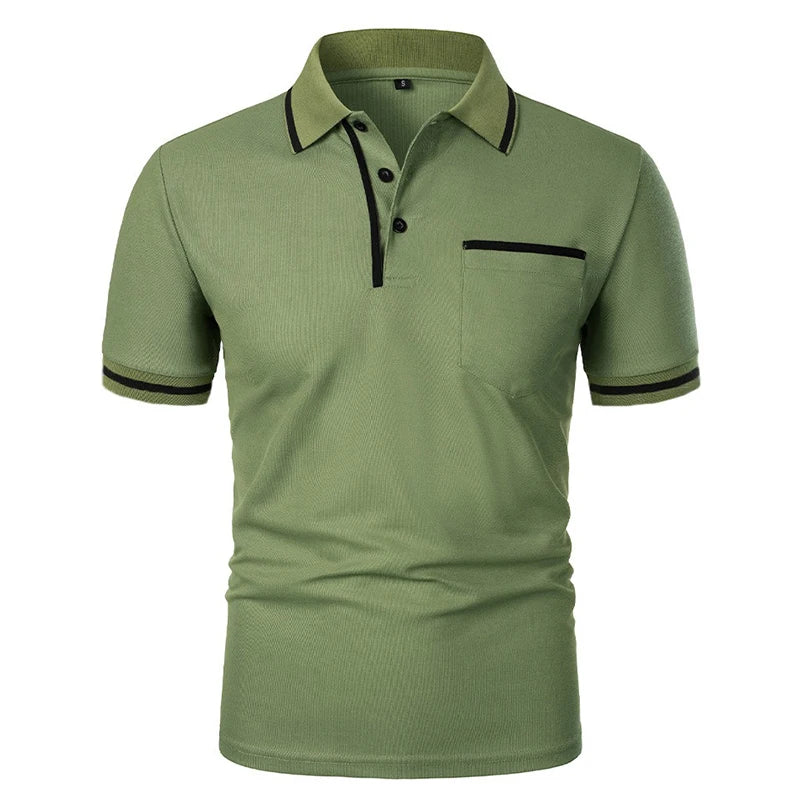New Men's Short Sleeve Polo Shirts Solid Color Casual T-shirt