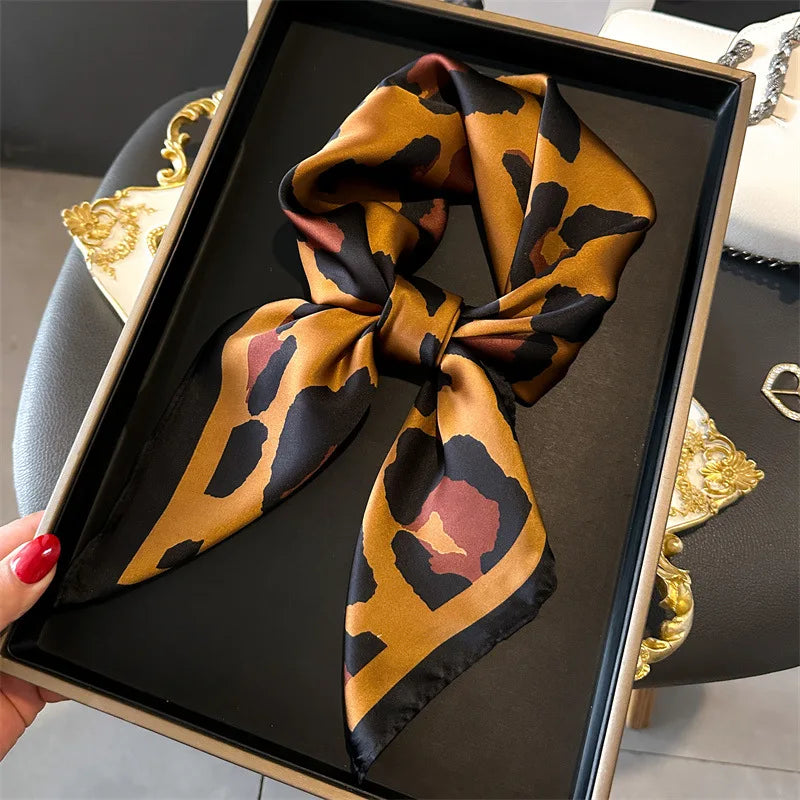 Luxury Chain Print Small Square Scarf Simulated Silk Thin Neck Scarf Fashion Sunscreen Headscarf For Women 70x70cm