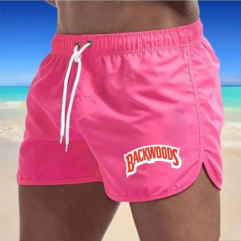 Men's Swim Trunks New Summer Quick Dry Breathable Beach Men Shorts Elastic Waist Drawstring Board Shorts For Vacation Surfing
