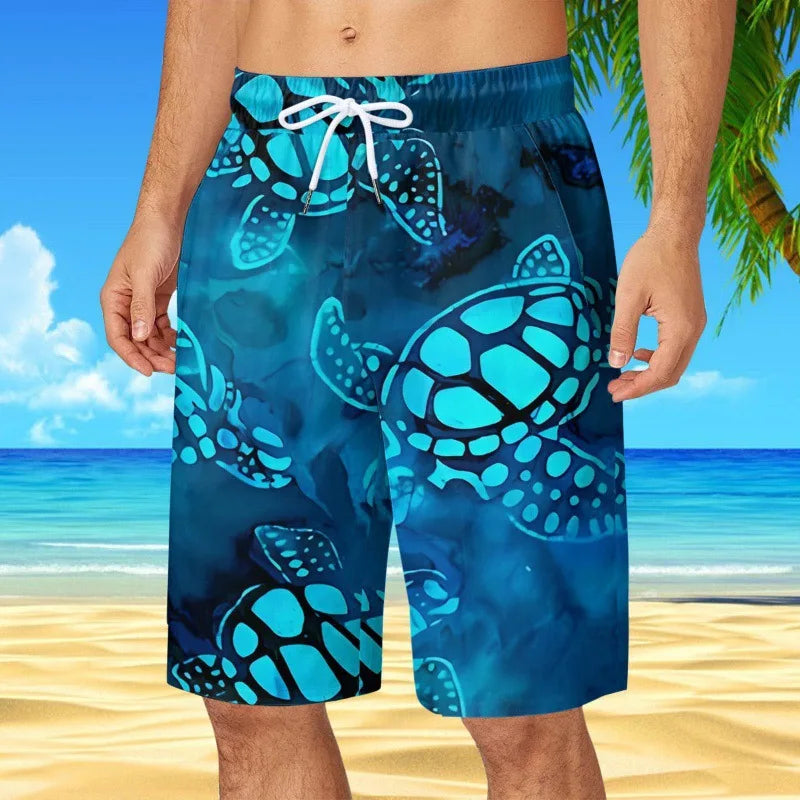 Men's Hawaiian Beach Shorts Coconut Tree 3D Print Quick Dry Oversized Surfing Board Shorts Summer Swimsuits Trunks Man Clothing