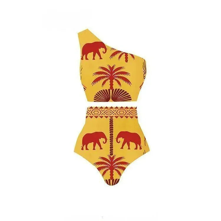 Sexy Bird Print Mesh High Waist Bikini 3 Pieces Sets Women Fashion Hollow Out One Pieces Swimwear 2026 New Beach Sarong Monokini