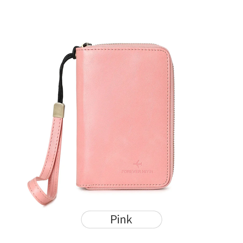 RFID shielded passport wallet PU leather zipper travel credit card bag ID card window multifunctional storage file ticket bag