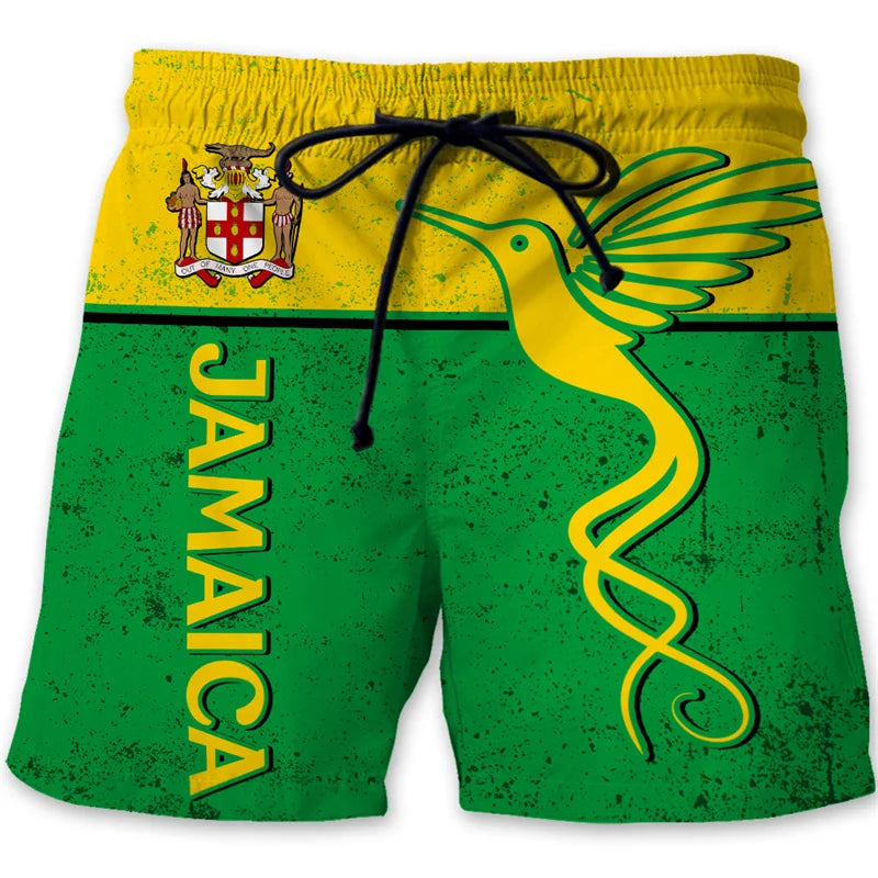 Men's 3D printed beach shorts, surfboard shorts, summer vacation swimming trunks, quick-drying ice silk shorts