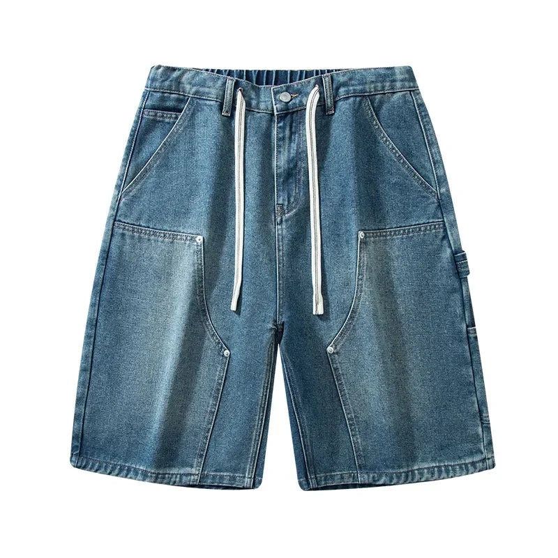 Fashion Streetwear Men's Denim Shorts Summer Loose Vintage
