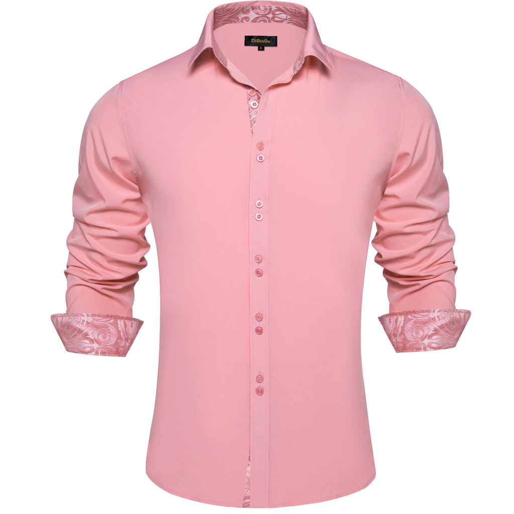Men's Polyester Cotton Shirts Long Sleeve Paisley Patchwork Social Casual Dress Shirt