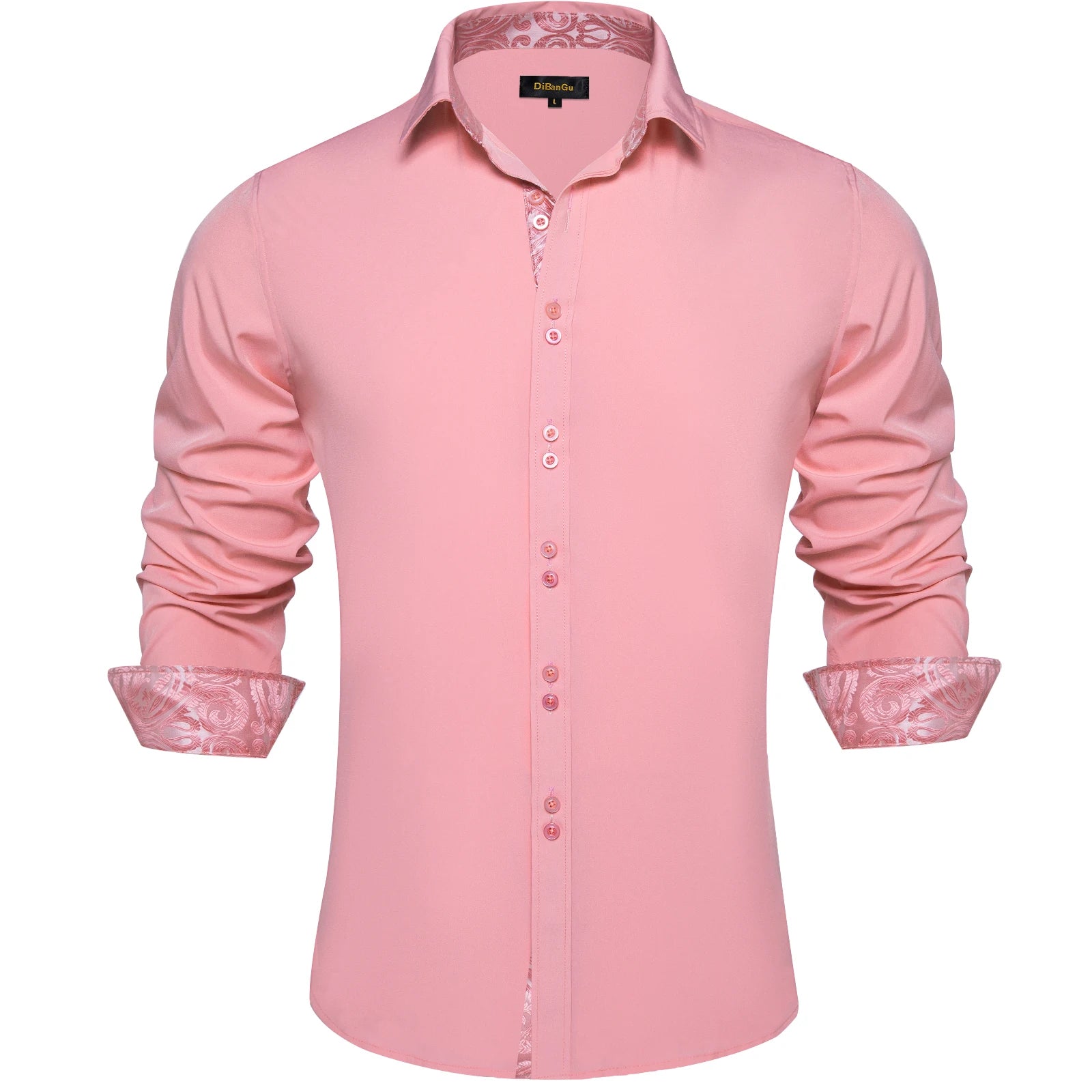 Men's Polyester Cotton Shirts Long Sleeve Paisley Patchwork Social Casual Dress Shirt