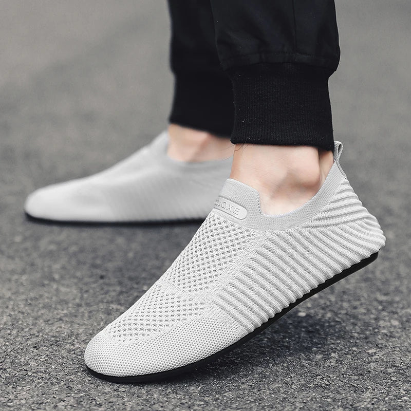 MAEDEF Summer Men Slip on Flat Breathable Brown Man Shoes Men's Comfort Soft Sole Casual Shoe Man Slippers Loafers Walking Shoes