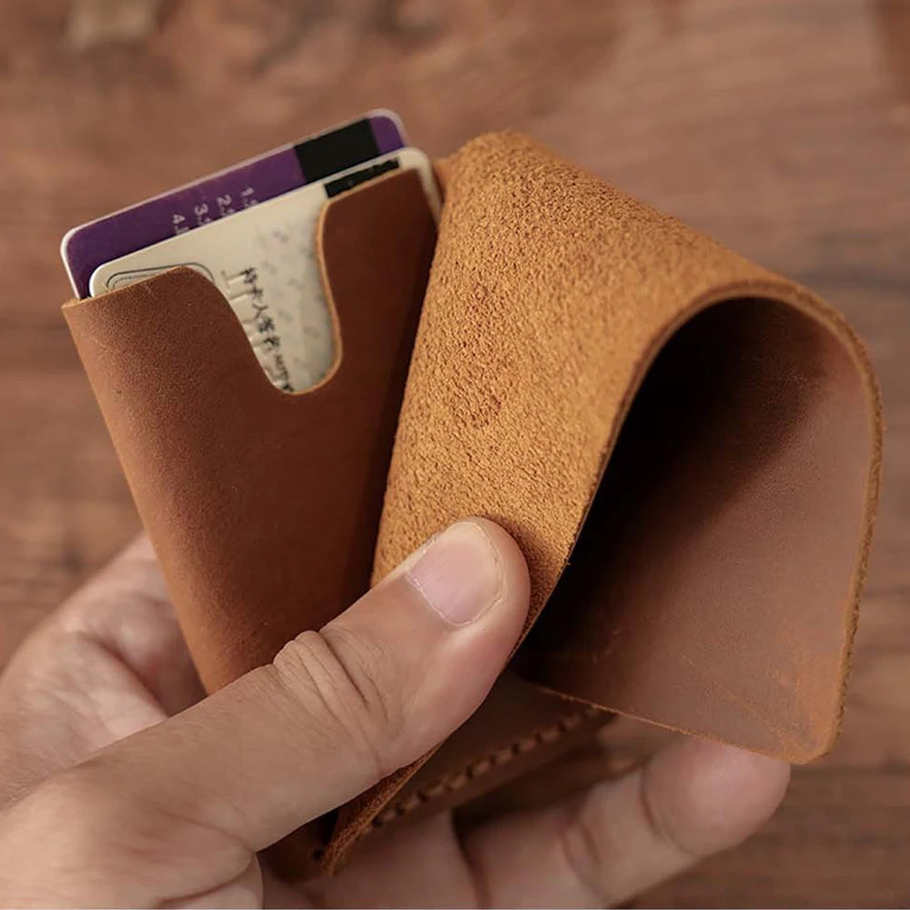 Retro Leather Mini Wallet Money Bag Handmade Vintage Card Holder Pocket Coin Purse Organizer