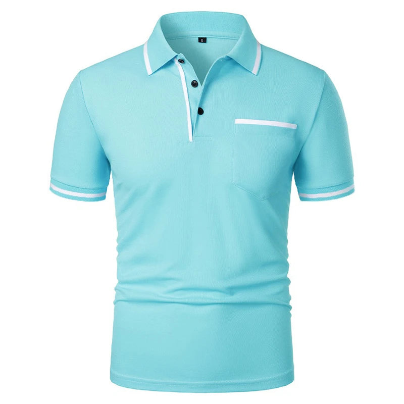 New Men's Short Sleeve Polo Shirts Solid Color Casual T-shirt