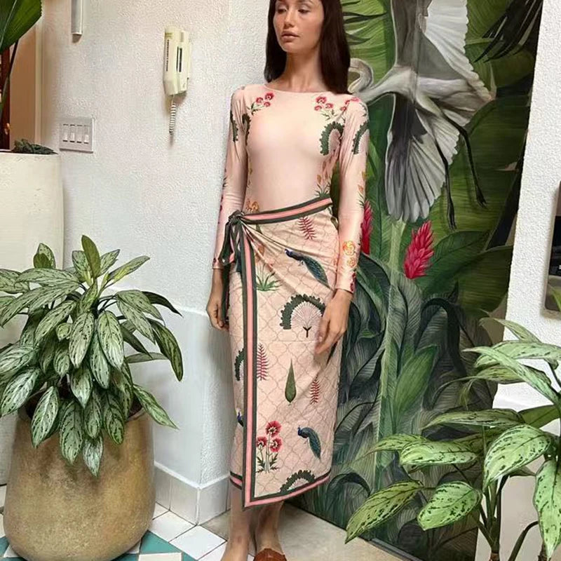Women's Swimwear Split Sports Skirt-Style Long-Sleeved Thai Thin Two-Piece Bathing Suit