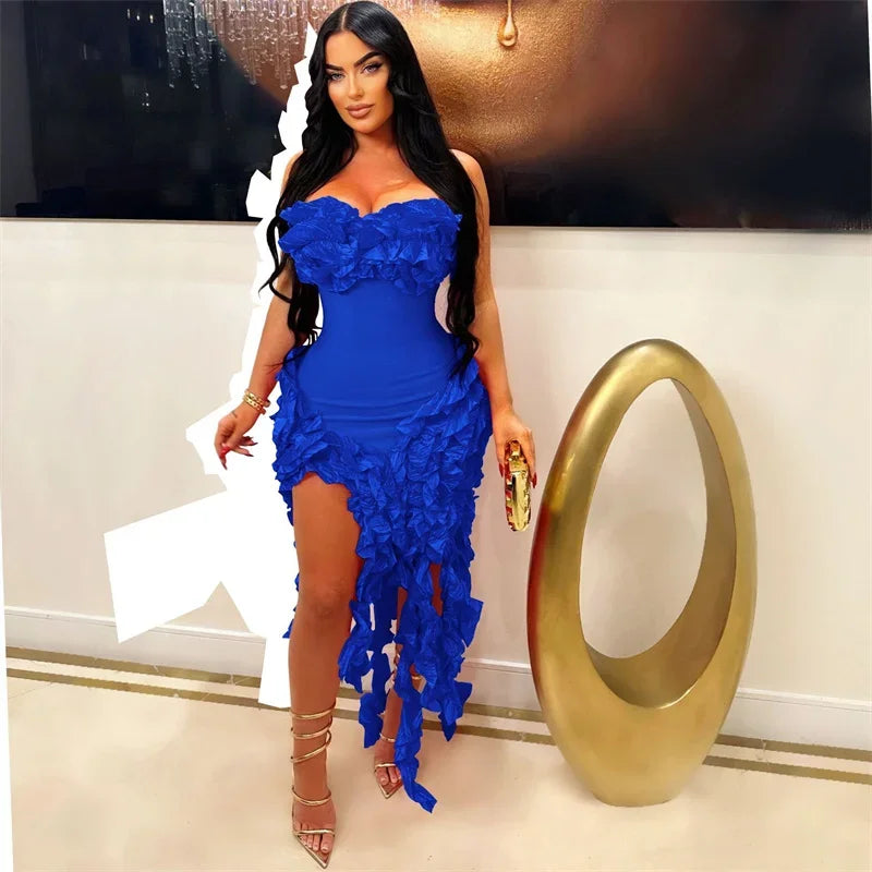 Elegant Ruffles Tassel Birthday Dress, Strapless, Sleeveless