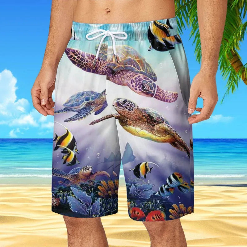 Men's Hawaiian Beach Shorts Coconut Tree 3D Print Quick Dry Oversized Surfing Board Shorts Summer Swimsuits Trunks Man Clothing