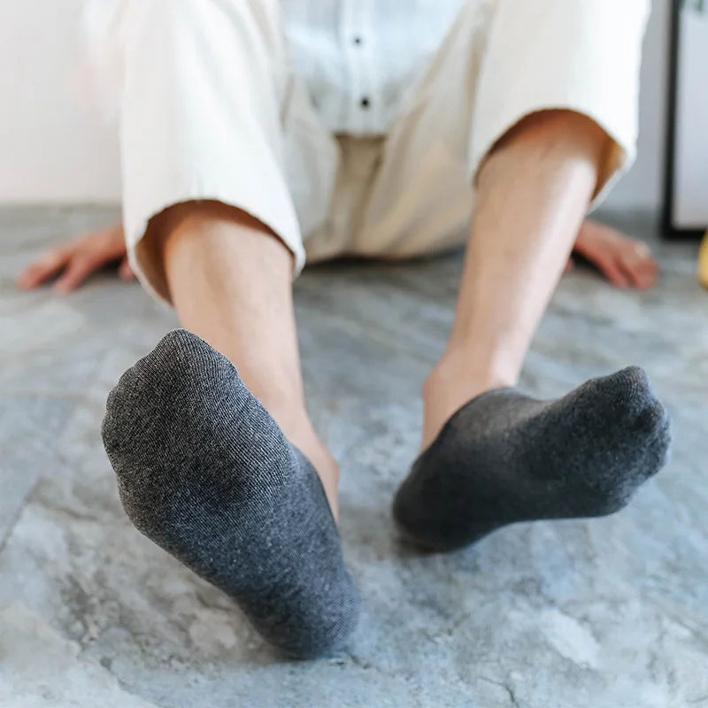 5/10 Pairs Men's Invisible Socks Slippers Cotton Silicone Non-slip Summer No-show Ankle Socks Casual Breathable Thin Boat Sock
