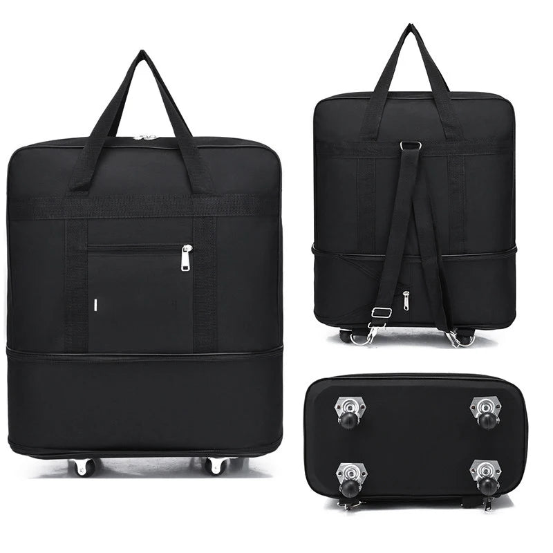 Large Capacity Travel Bag With Wheels 22/70/90IN Foldable Travel Backpack Scalable Handbags Multi Functional Storage Luggage Bag