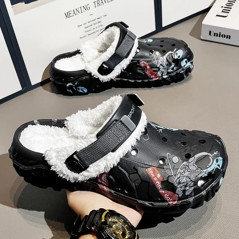 Soft Indoor Women Slippers Summer Removable Sandals Men Non Slip Plush Fur Clogs Big Size Slippers 47
